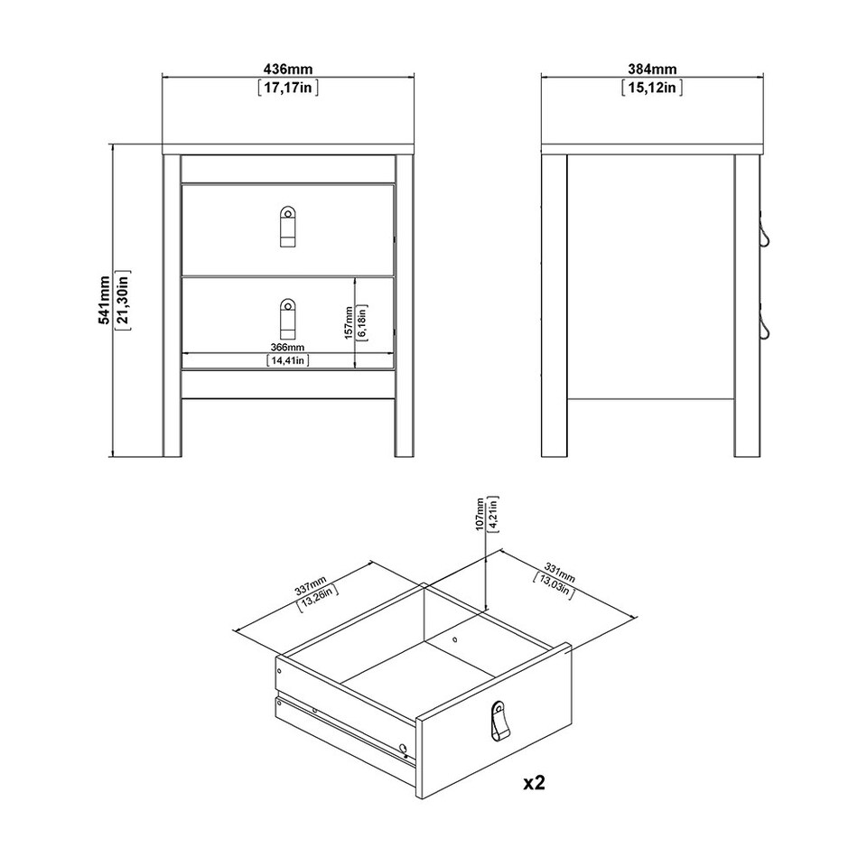 image 1 of Barcelona 3 Piece Bundle, Bedside, Chest and 3 Door Wardrobe in Matt Black