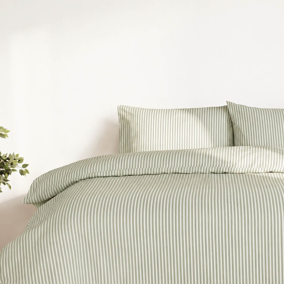 image 1 of Martex Studio Edition Green Pinstripe Duvet Cover Set - Superking