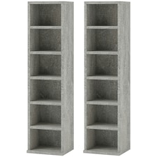HOMCOM Set of 2 CD Storage Units with Adjustable Shelves Cement Grey