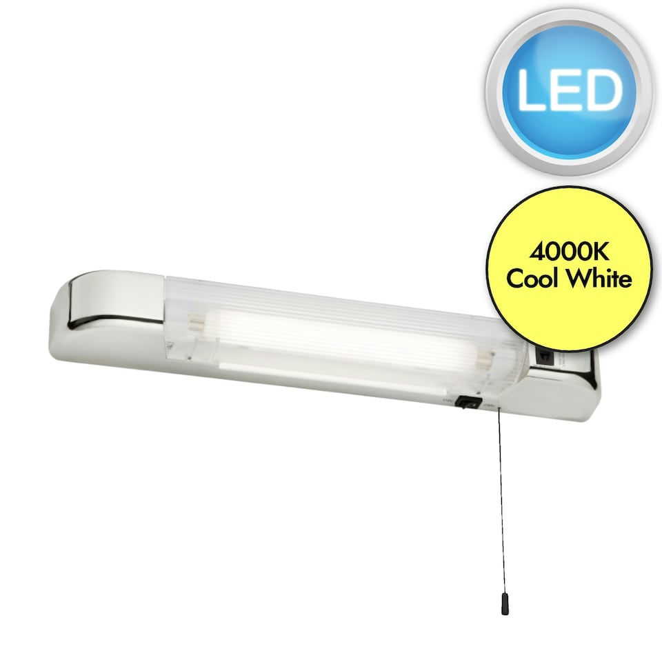 image 1 of Set of 2 Rise - Chrome LED Bathroom Shaver Lights Chrome | White