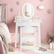 image 4 of COSTWAY Kids Vanity Set Makeup Beauty Dressing Table White