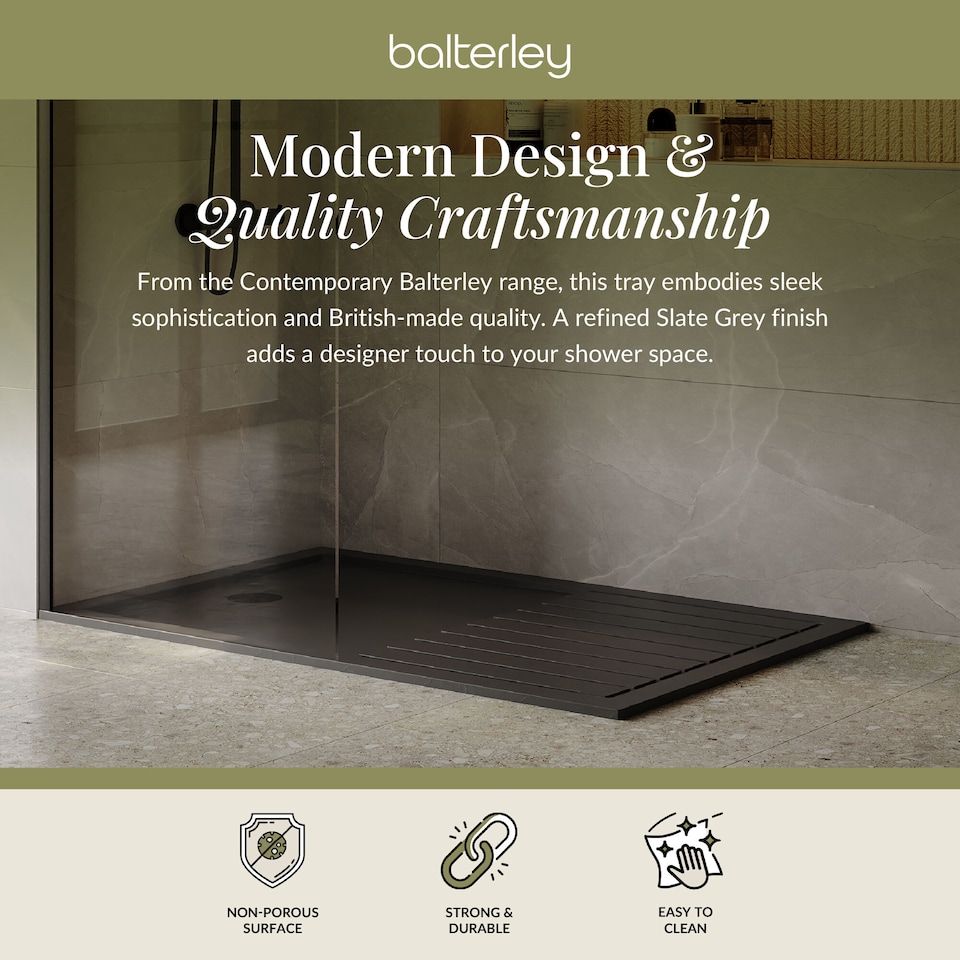 image 1 of Balterley Premium Walk-In Shower Tray | Grey | Slate Grey | 1