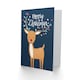image 2 of Christmas Card Cute Reindeer Rudolph With Antler String Lights