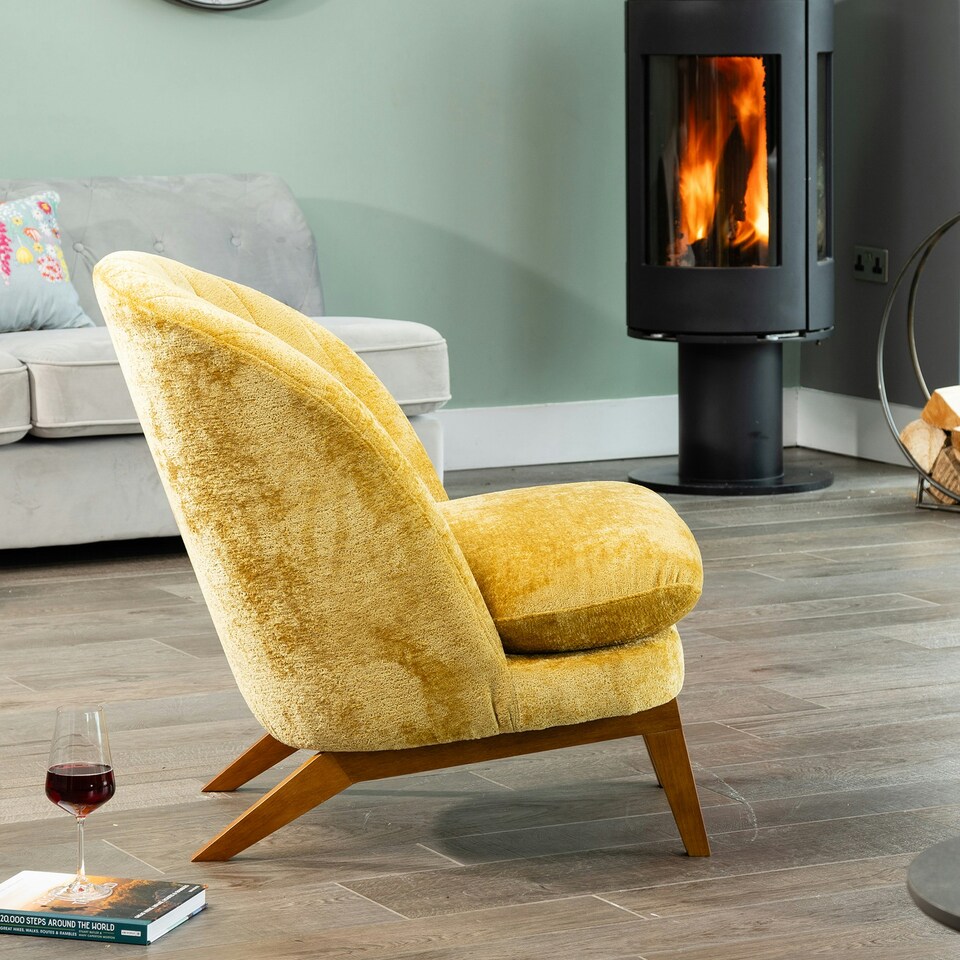 image 1 of Mateo Fabric Accent Chair - Mustard
