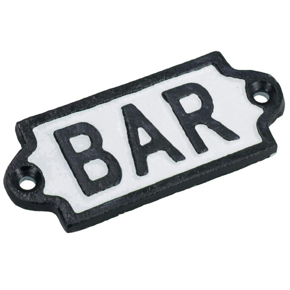 image 1 of Bar Cast Iron Sign Plaque Door Wall House Gate Post Hotel Restaurant Pub Home