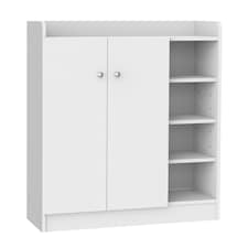 HOMCOM Shoe Storage Cabinet Footwear Rack Stand w/Adjustable Shelves White