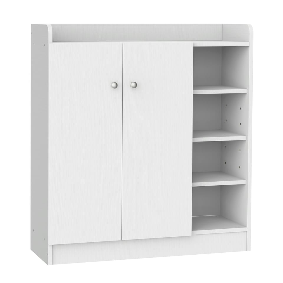 image 1 of HOMCOM Shoe Storage Cabinet Footwear Rack Stand w/Adjustable Shelves White