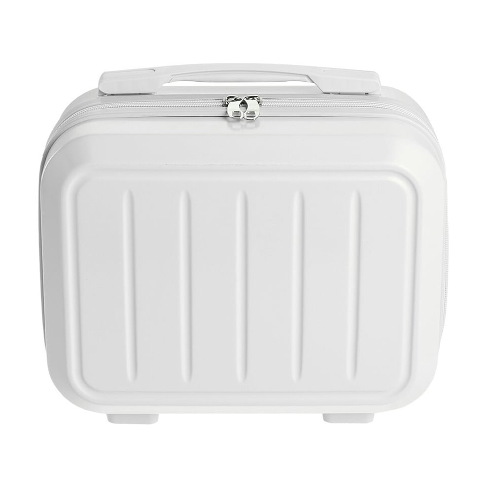 image 1 of Living and Home Lightweight Portable Hard Shell Travel Cosmetic Case | White | Personal Item