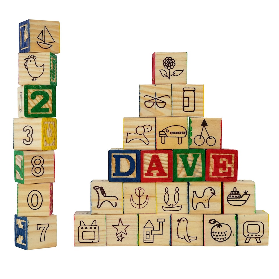 image 1 of The Magic Toy Shop ABC Alphabet Number Block Set Wooden Educational Building Blocks 30 Pcs