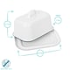 image 3 of Argon Tableware White Enamel Butter Dish - 18.5cm x 10cm - Green | White | Green
