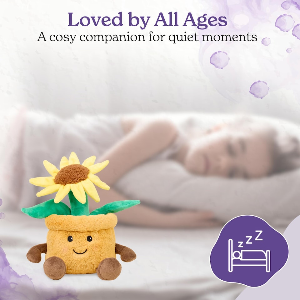 image 1 of Warmies Microwavable Plush Yellow Flower Pot Heat Pad, Weighted Heatable Plushie, Lightly Scented with French Lavender - Large