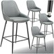 image 1 of Bar Stool Siera with backrest, padding and soft fabric - Set of 4 Grey | Woven Fabric Grey/Black