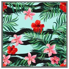 Red & pink tropical plants (Picutre Frame) Grey | L