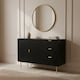 image 2 of OHS Ribbed Sideboard Table Modern Drawer Shelf Cabinet Storage | Black