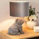 image 2 of ValueLights Billy Bulldog Velvet Grey Table Lamp with Grey Velvet Drum Shade