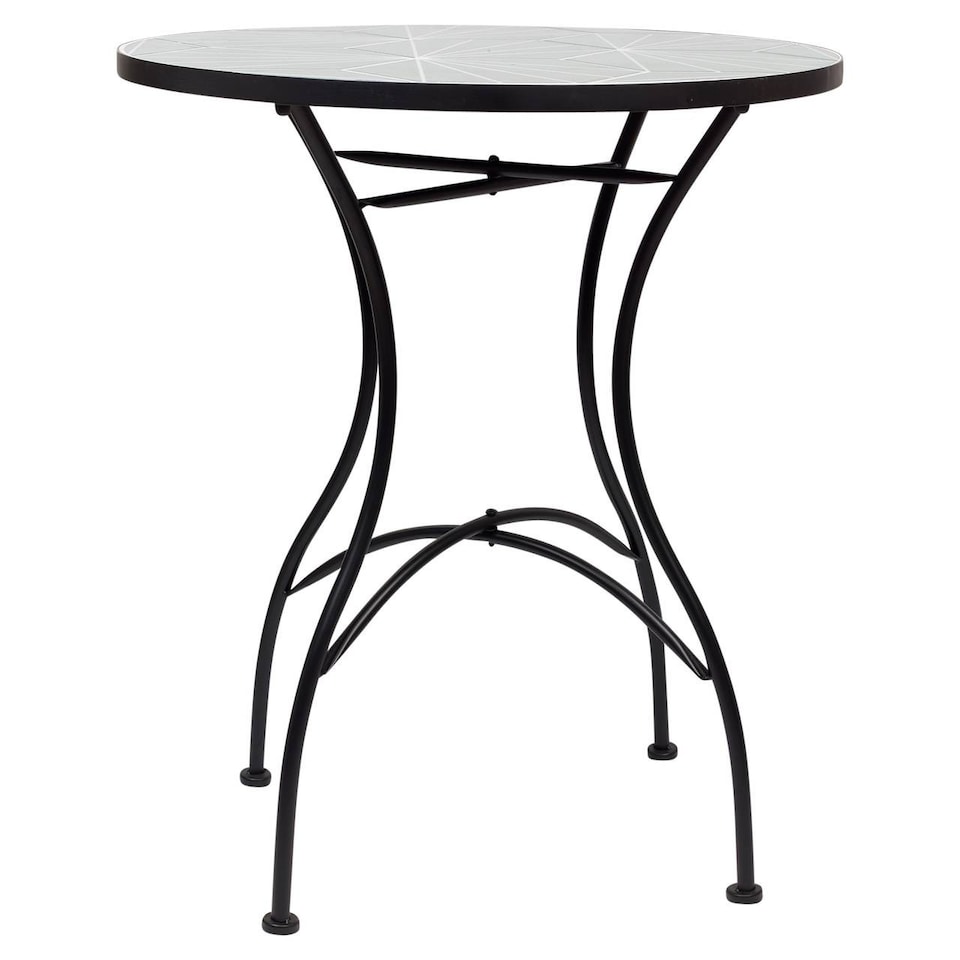image 1 of 60cm Round Mosaic Ceramic Garden Bistro Table | Multi | Geometric Green | 1