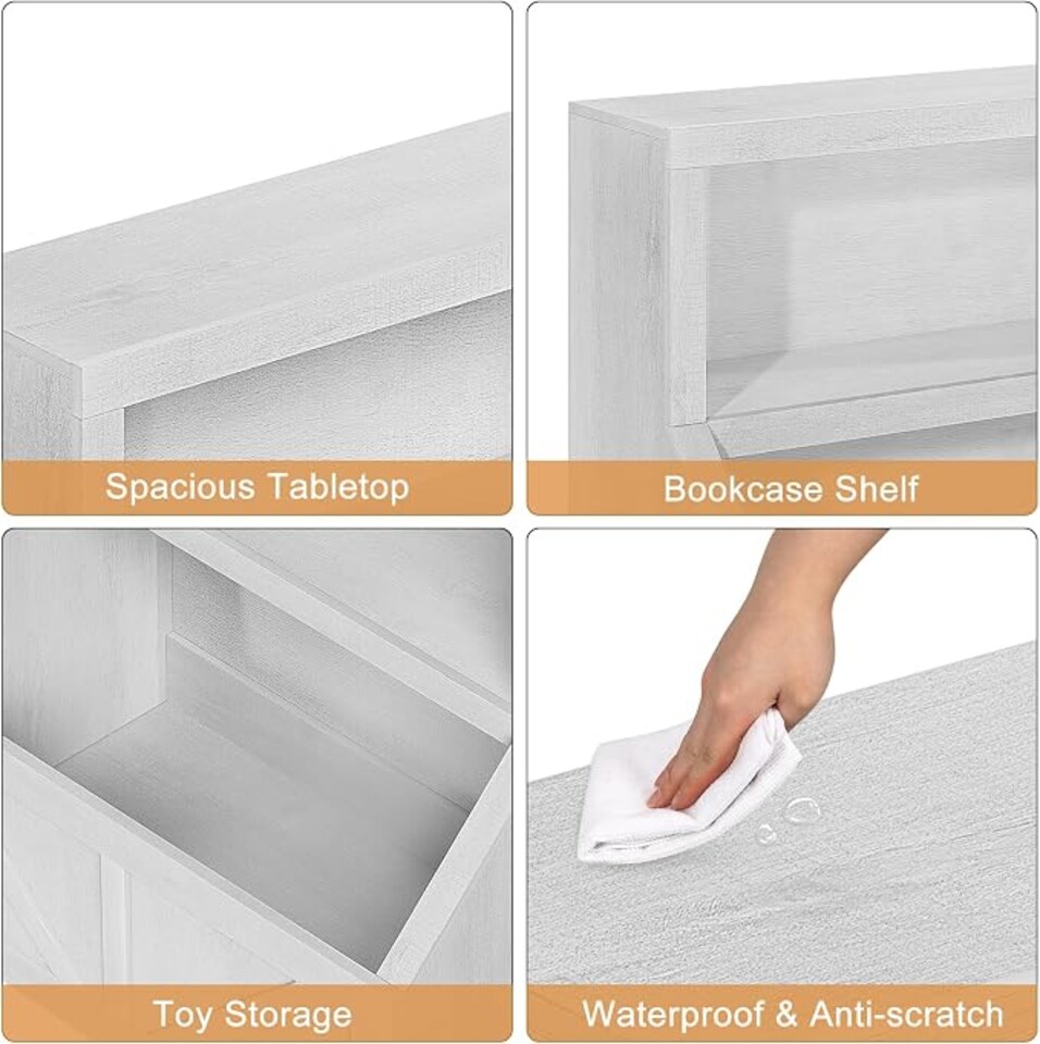 image 1 of London Boutique Kids Bookshelf Toy Storage Cabinet 2-Tier Wooden Organiser 80x42x81cm