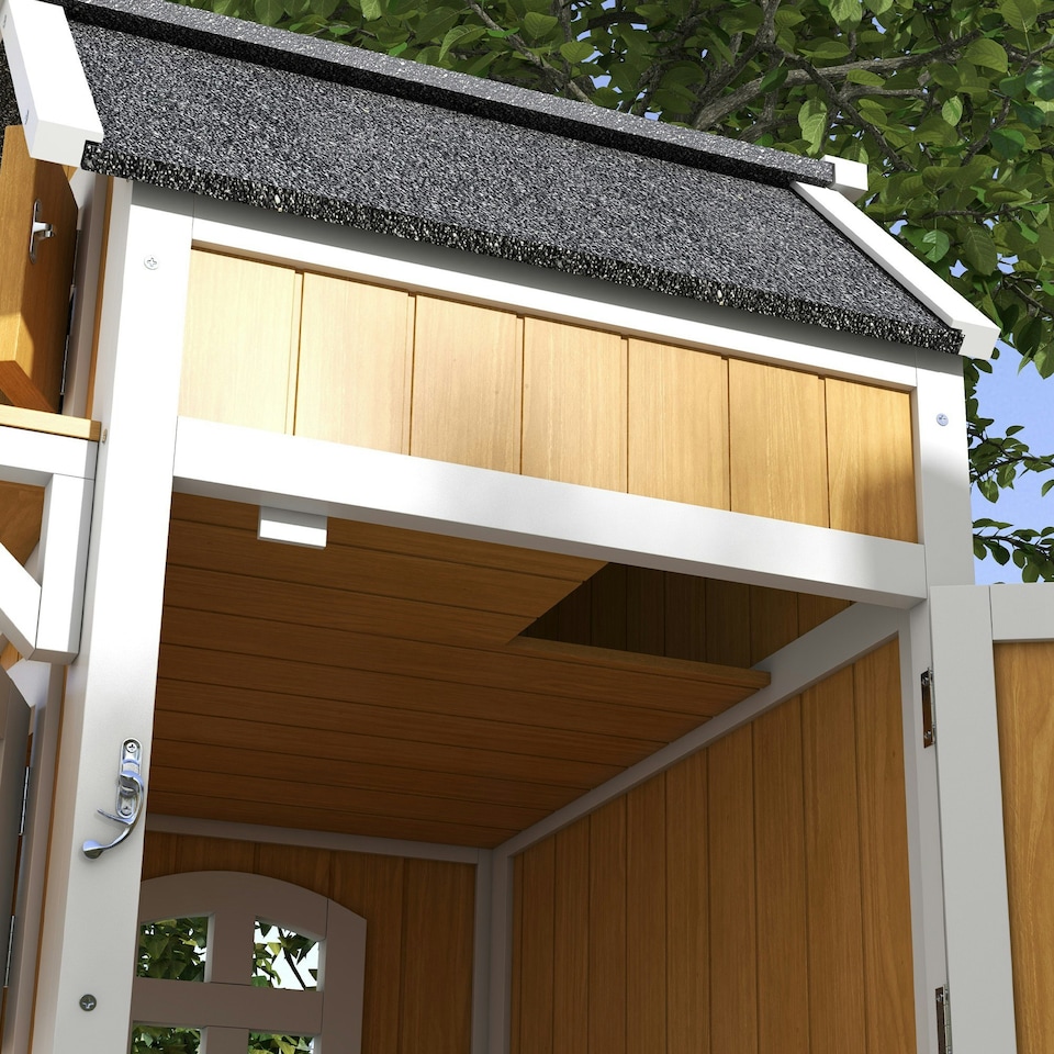 image 1 of PawHut Outdoor Cat House Cat Shelter w/ Openable Asphalt Roof, Escape Doors