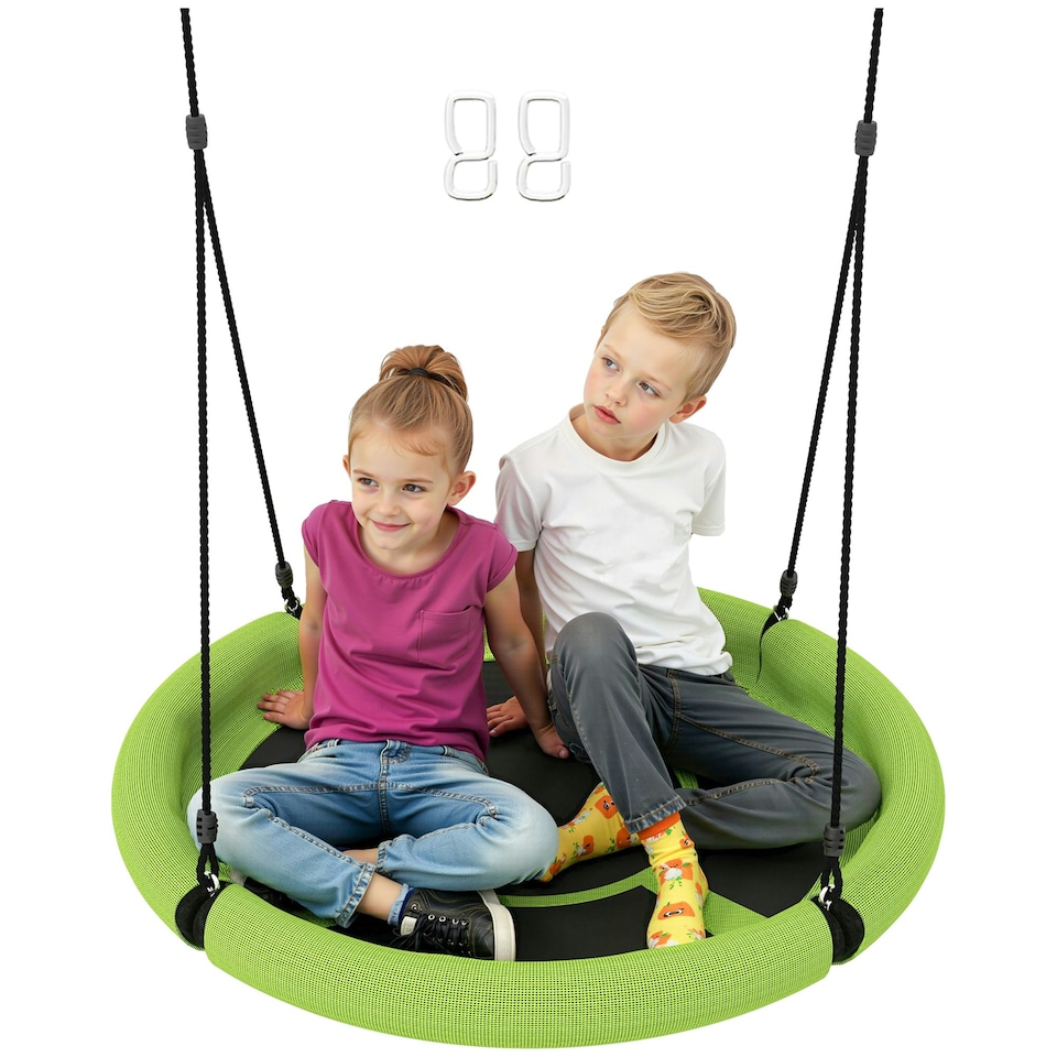 image 1 of AIYAPLAY Nest Swing Set, 100cm Saucer Tree Swing Set for Kids, Green