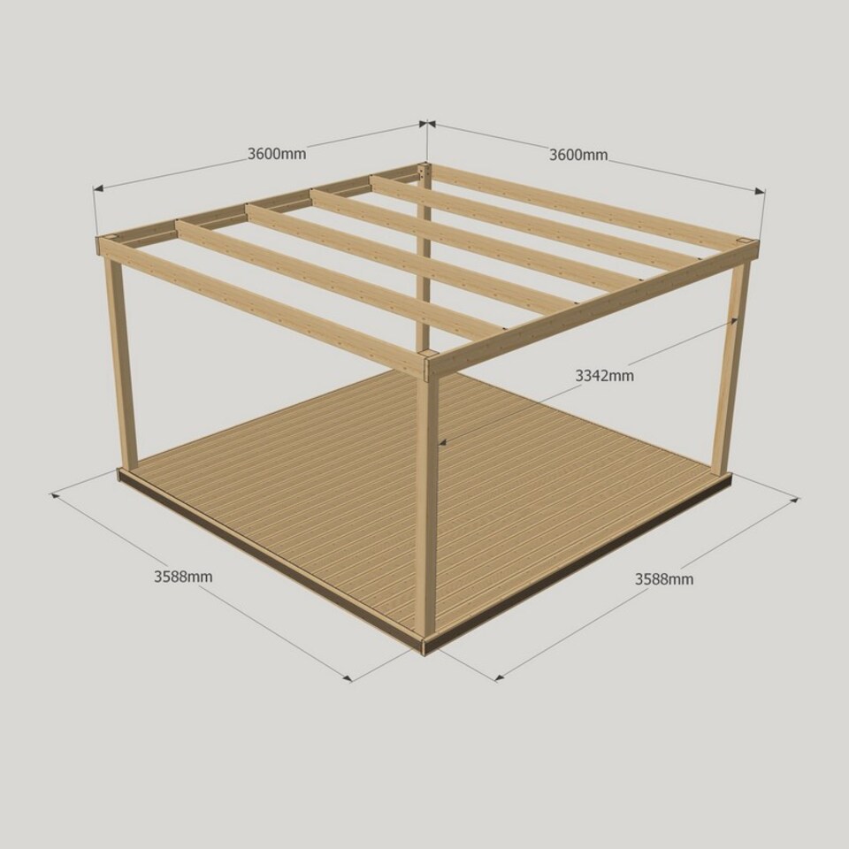 image 1 of Box Pergola and Decking Kit - Wood - L360 x W360 cm - Light Green