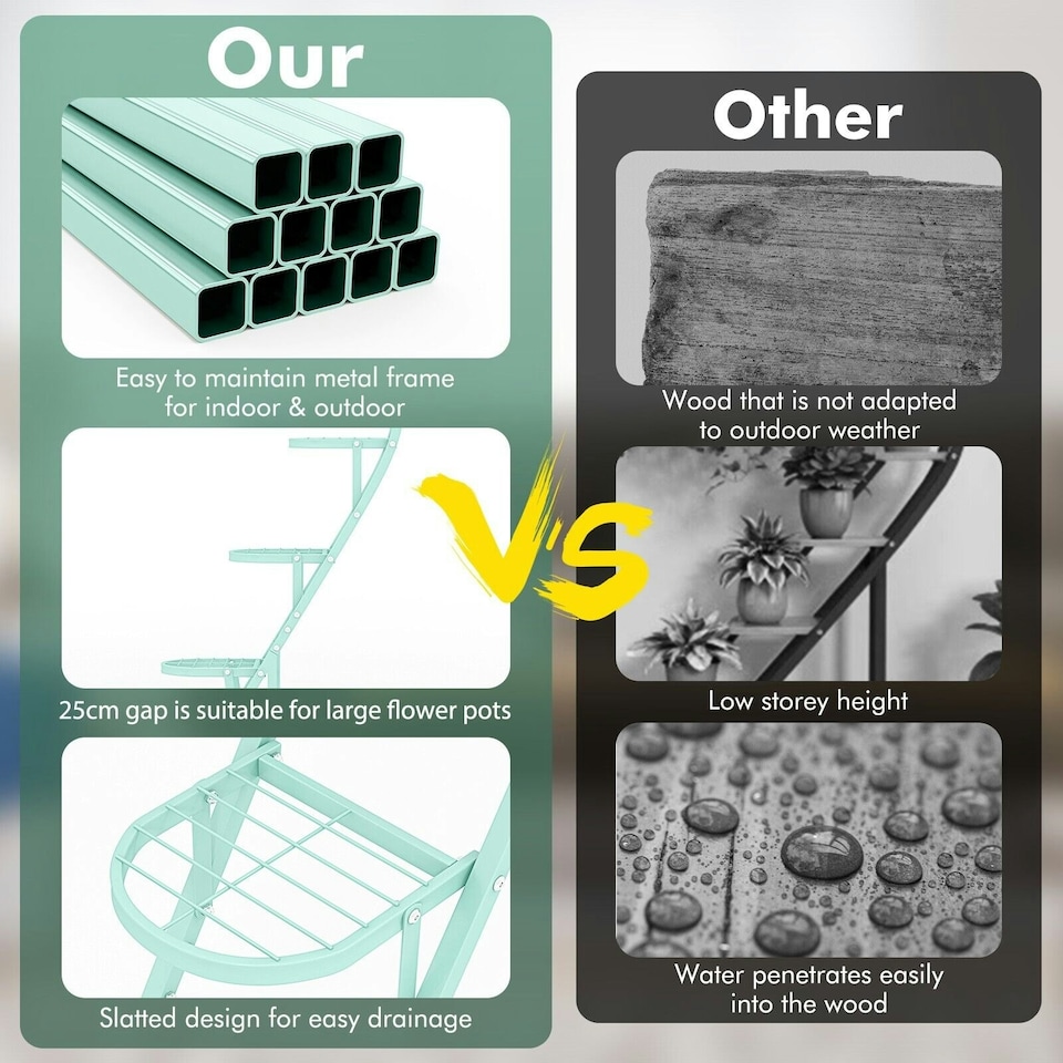 image 1 of COSTWAY 5 Tier Plant Stand Heart-shaped Ladder Shelf | Pink