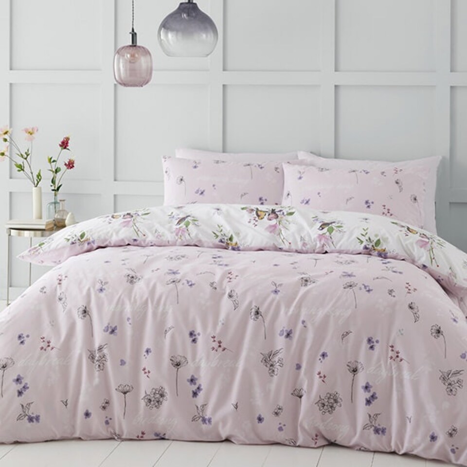 image 1 of Catherine Lansfield Songbird King Duvet Set Pink Pink | King