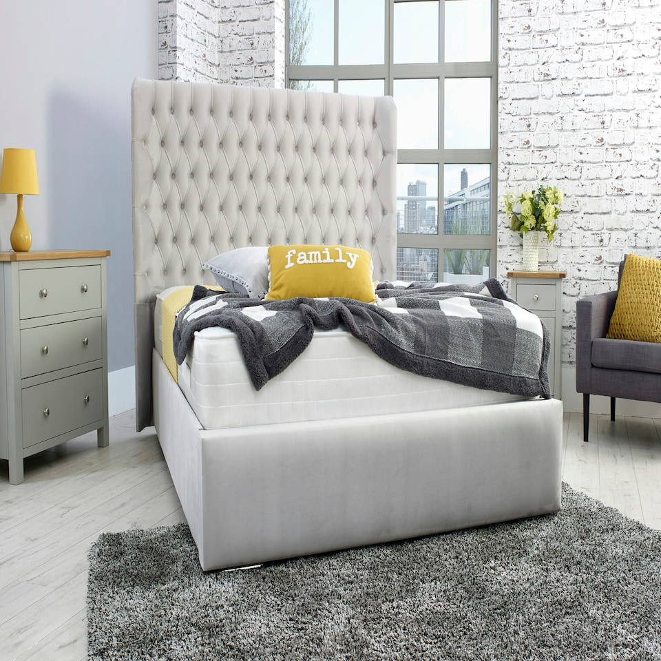 image 1 of Terra Plush Single Bed Frame - Silver