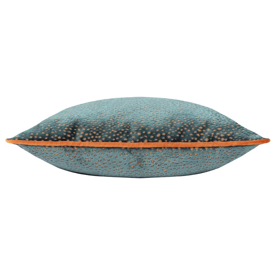 image 1 of Paoletti Estelle Spotted Cushion, Teal/Rust, 45 x 45cm
