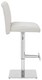 image 2 of Snella White Real Leather Kitchen Bar Stool, Adjustable Height with Weighted Base