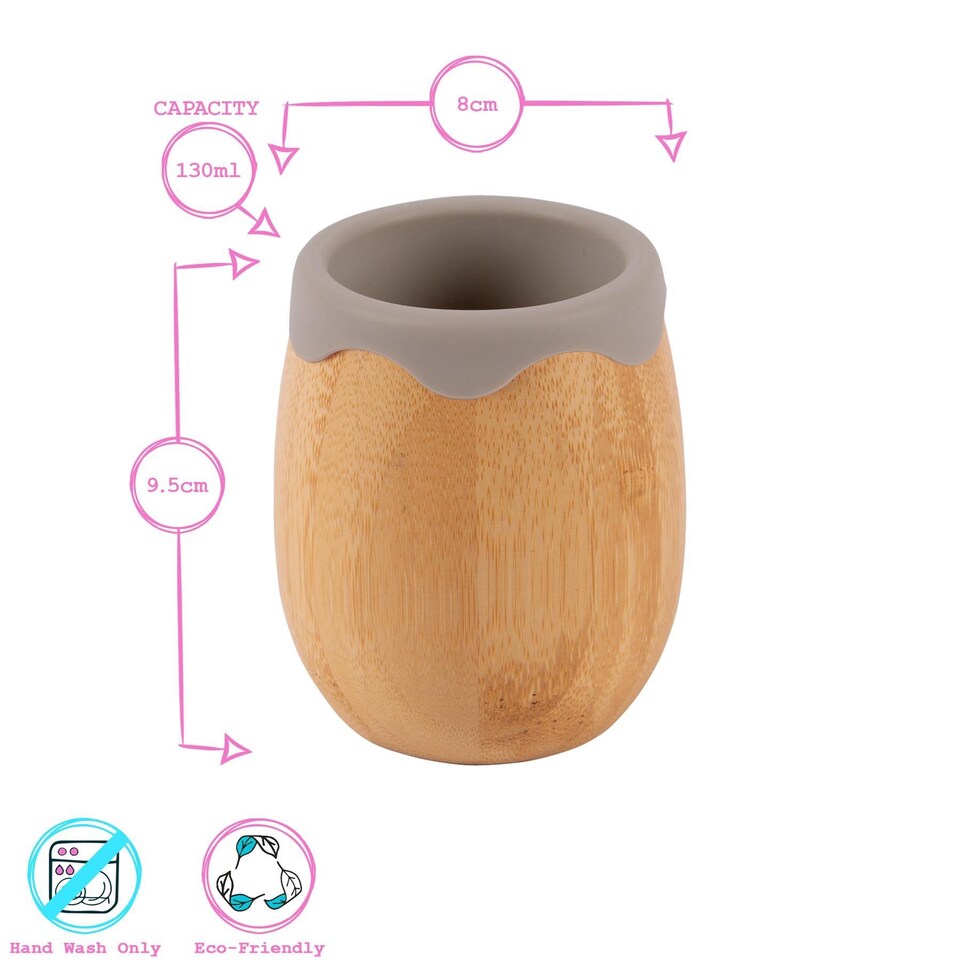 image 1 of Tiny Dining 4pc Divided Bamboo Suction Baby Feeding Set - Pink