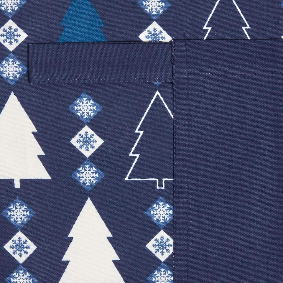 image 1 of Homescapes Blue Winterland Christmas Apron | Blue | One Size