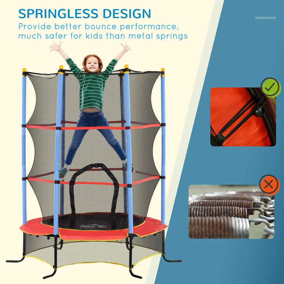 image 1 of HOMCOM Trampoline for Kids w/Enclosure Net Built-in Zipper 3-10 Year