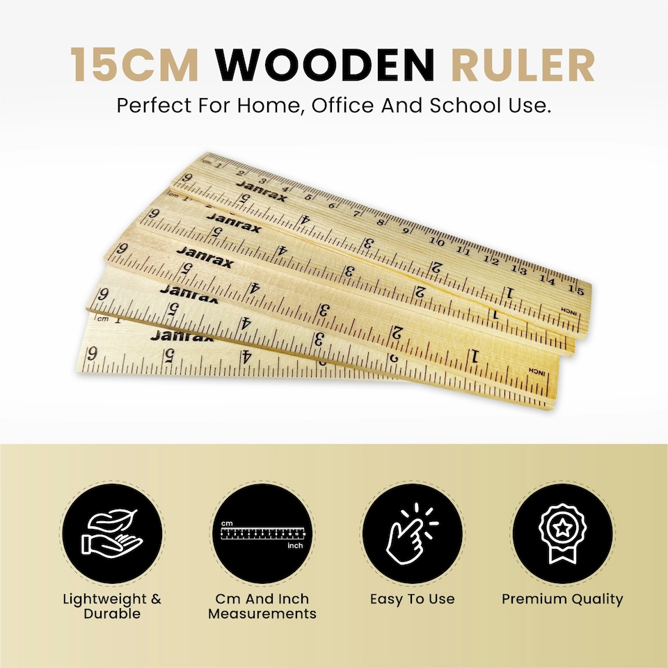image 1 of Pack of 96 15cm Wooden Rulers by Janrax