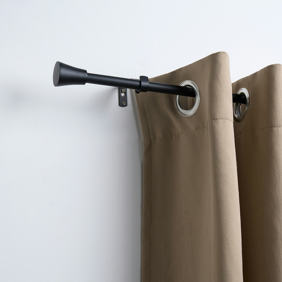 image 1 of OHS Extendable Metal Finial Trumpet Ends Wall Mounted Rod Fittings Curtain Pole - Black | Black