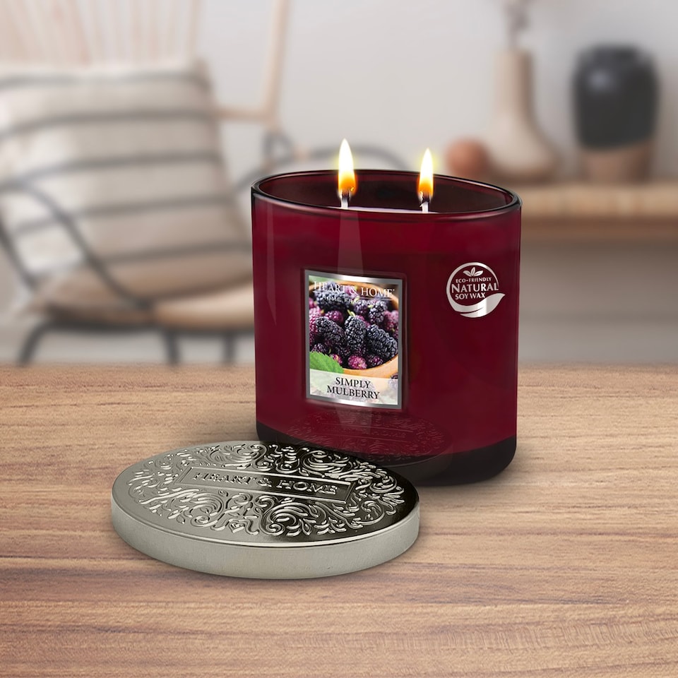 image 1 of Twin Wick Ellipse Soy Wax Candle - Simply Mulberry