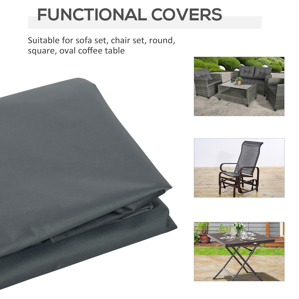 image 1 of Outsunny 200x86x82cm Patio Furniture Cover for Chairs Water Resistant Protection | Grey | Dark grey, Light grey | 200cmx86cmx82cm