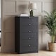image 4 of Vida Designs Altino 4 Piece Bedroom Set (2x 3 Drawer Bedside, 5 Drawer Chest, 3 Door 2 Drawer Wardrobe), Black