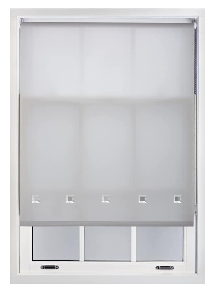 image 1 of FURNISHED Roller Blinds Daylight Square Eyelet Light Filtering Easy Fit Trimmable Window Shade | Grey | Grey
