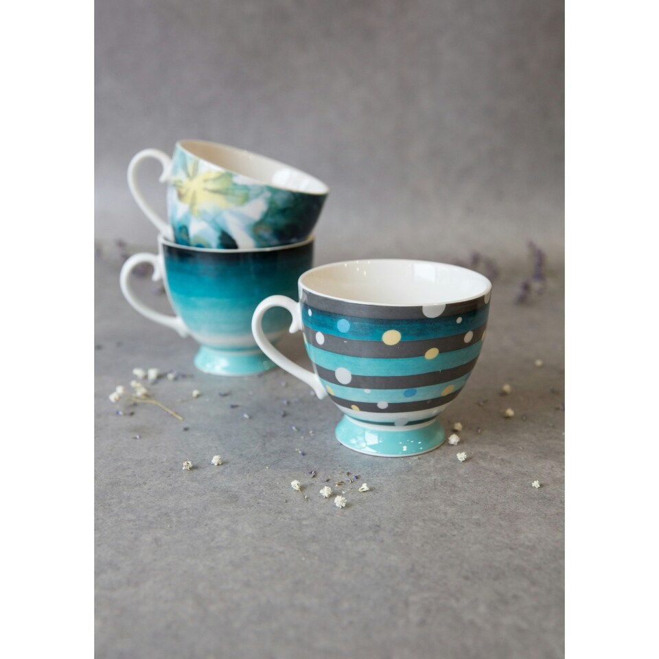 image 1 of KitchenCraft China Spot Stripe Mug | Blue | 1
