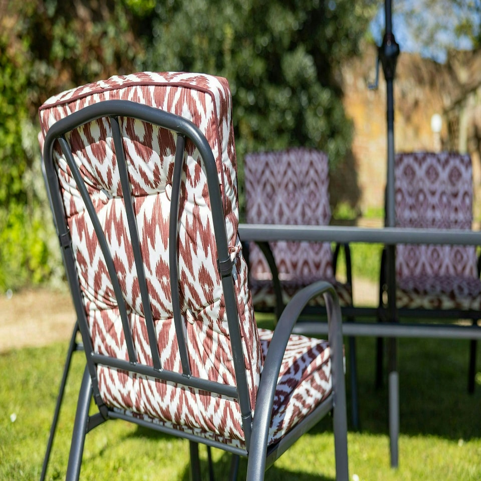 image 1 of Hectare 6 Seater Outdoor Furniture Rectangular Glass Table with Parasol Wine