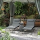 image 2 of Outsunny Folding Sun Loungers Set of 2, Reclining Sun Bed, Black 