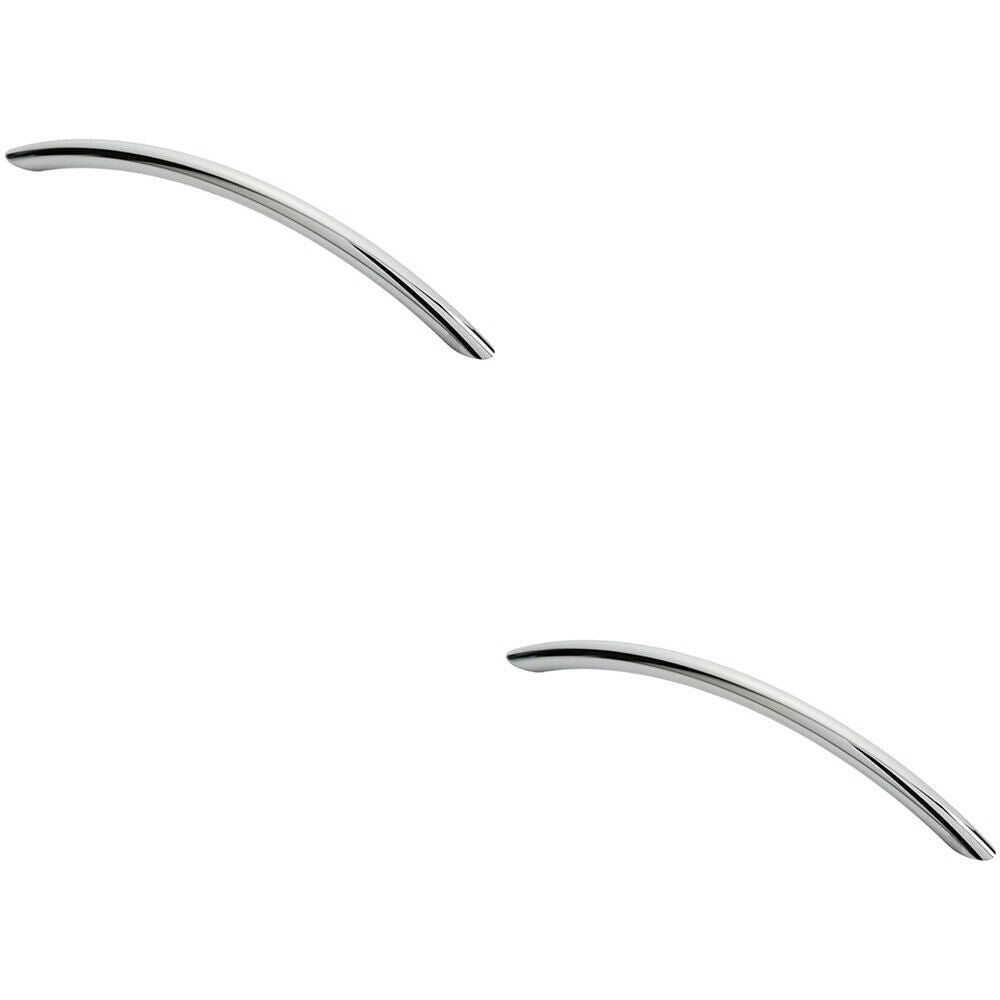 Loops 2x Curved Bow Cabinet Pull Handle 190 x 10mm 160mm Fixing Centres Chrome