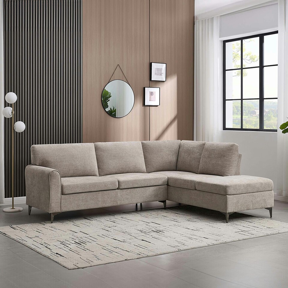 image 1 of Roma 4 Seater Fabric Corner Sofa Cream | Sand