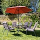 image 1 of Hectare 6 Seater Outdoor Furniture Rectangular Glass Table with Parasol Wine