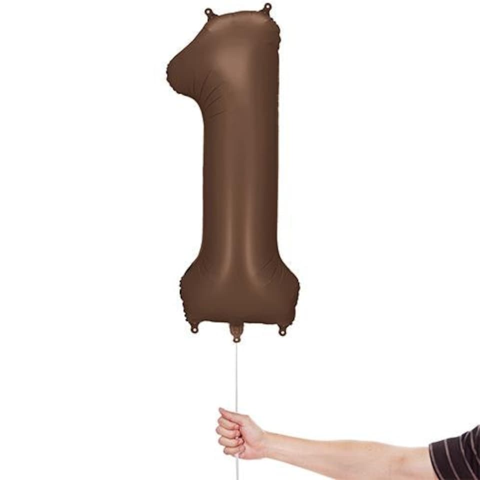 image 1 of Mocha Brown Number 1 Helium Foil Giant Balloon 86cm / 34 in Brown