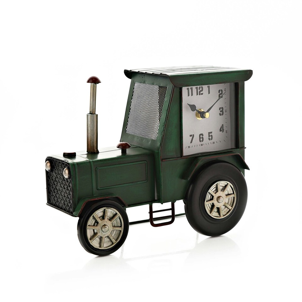 image 1 of Hometime Mantel Clock - Dark Green Tractor Green