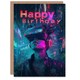 image 1 of Cyberpunk Neon Portrait VR Future Man Him Birthday Card