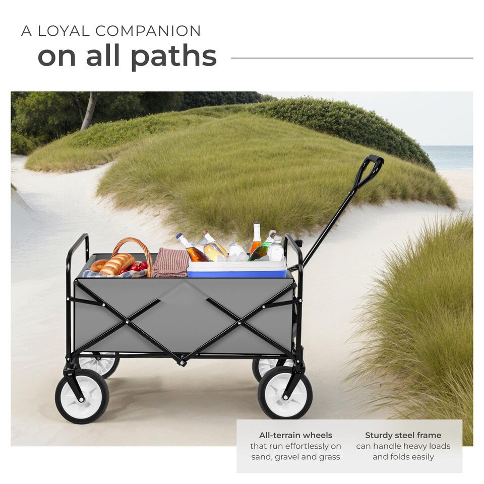 image 1 of Garden Trolley - foldable with 2 mesh pockets, 80 kg load capacity | Grey | grey | 95 x 53,50 x 117 cm | 1