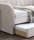 image 4 of Pink Day Bed,Sofabed,Guest Trundle Fabric Upholstered Velour, Bed Frame | Pink | Single