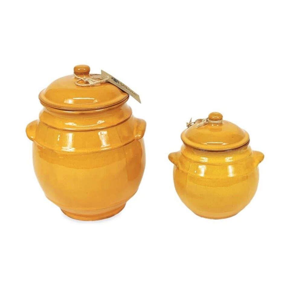 image 1 of Verano Spanish Ceramics Selena Glazed Storage Jar - 15cm Orange Orange